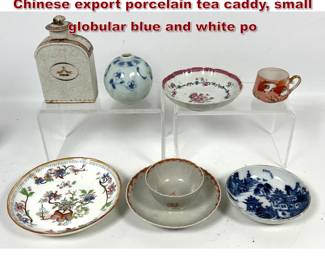 Lot 1551 7pcs Asianstyle ceramic wares. Chinese export porcelain tea caddy, small globular blue and white po