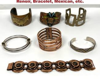 Lot 1388 7pcs Collection Copper Jewelry. Renoir, Bracelet, Mexican, etc.