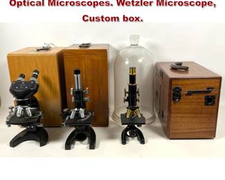 Lot 1591 Scientific Lot. Bausch and Lomb Optical Microscopes. Wetzler Microscope, Custom box.