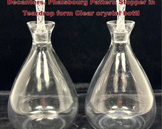 Lot 1468 Pr LALIQUE France Crystal Decanters. Phalsbourg Pattern Stopper in Teardrop form Clear crystal bottl