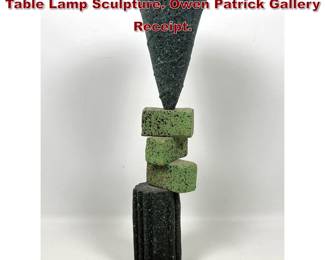 Lot 1298 Harris Nathan Post Modern Pottery Table Lamp Sculpture. Owen Patrick Gallery Receipt.