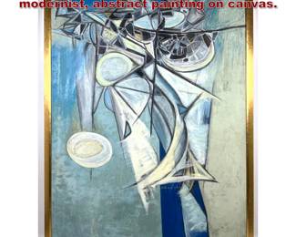 Lot 1166 GULAM RASOOL SANTOSH modernist, abstract painting on canvas.