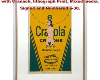 Lot 1140 James Harvard Crayola Crayon with Cranach, lithograph Print, Mixed media. Signed and Numbered 630.