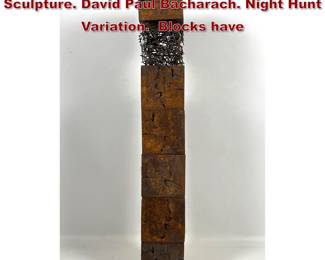 Lot 1281 7pc Abstract Modern Stacked Cube Sculpture. David Paul Bacharach. Night Hunt Variation. Blocks have