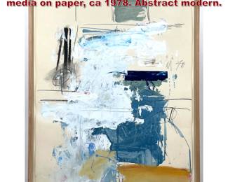 Lot 1207 Keith Ragone Moon blue oilmixed media on paper, ca 1978. Abstract modern.