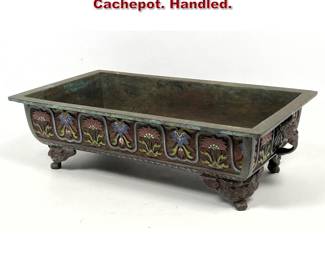 Lot 1546 Chinese Champleve Low Planter Cachepot. Handled.