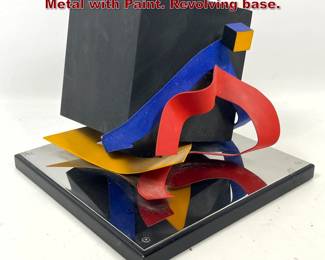 Lot 1219 Ron Tatro 1983 Sculpture. Mixed Metal with Paint. Revolving base.