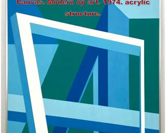 Lot 1111 Large Tom Gaughan Painting on Canvas. Modern op art. 1974. acrylic structure.