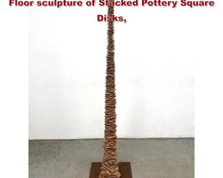 Lot 1234 Tall John Costanza Studio Made Floor sculpture of Stacked Pottery Square Disks,