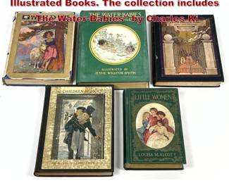 Lot 1448 5pcs Jessie Wilcox Smith Illustrated Books. The collection includes The WaterBabies by Charles Ki