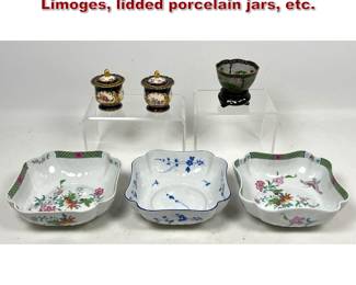 Lot 1426 6pcs Porcelain. Bernardaud Limoges, lidded porcelain jars, etc.