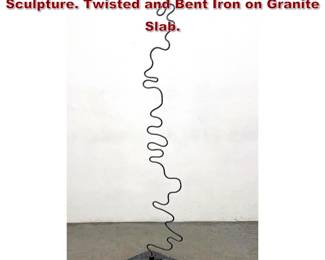 Lot 1224 Jeffery Thomas Bell Tall Floor Sculpture. Twisted and Bent Iron on Granite Slab.