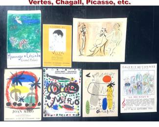 Lot 1351 7pcs Artist Posters, Joan Miro, Vertes, Chagall, Picasso, etc.