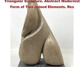 Lot 1285 DAVID BREEDEN Carved Stone Triangular Sculpture. Abstract Modernist Form of Two Joined Elements. Res