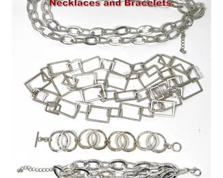 Lot 1377 4pcs Modernist Link Jewelry. Necklaces and Bracelets.