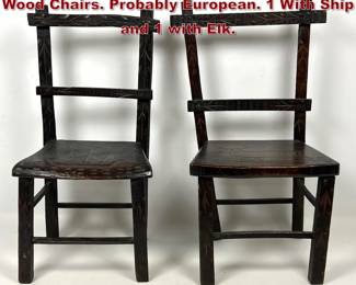 Lot 1616 Pair Folk Art Children s Carved Wood Chairs. Probably European. 1 With Ship and 1 with Elk.