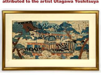 Lot 1533 Japanese Ukiyoe woodblock print attributed to the artist Utagawa Yoshitsuya