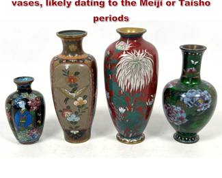Lot 1545 4pcs Japanese cloisonne enamel vases, likely dating to the Meiji or Taisho periods
