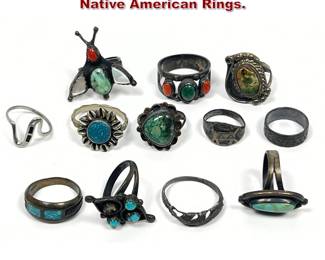Lot 1379 12pcs American Indian Southwest Native American Rings.