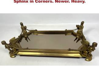 Lot 1429 Brass Mirror Bureau Plat. Figural Sphinx in Corners. Newer. Heavy.