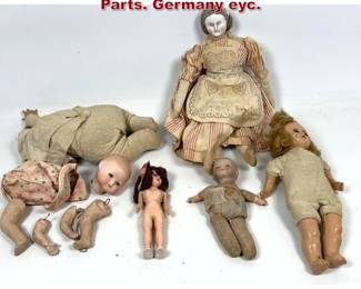 Lot 1602 Grouping Antique Dolls and doll Parts. Germany eyc.