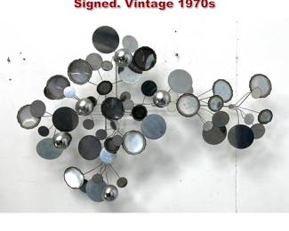 Lot 1290 C JERE Raindrops Wall Sculpture. Signed. Vintage 1970s