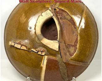 Lot 1307 Heavy Handmade Studio Pottery Wall Sculpture. Signed Marc.