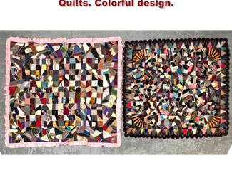 Lot 1580 Lot of 2. Vintage Folk Art Crazy Quilts. Colorful design.