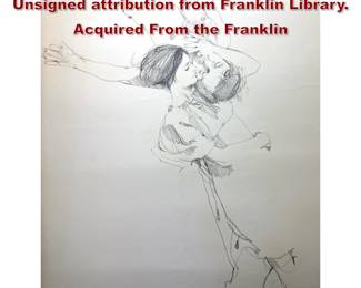 Lot 1494 BERNARD Bernie FUCHS pencil. Unsigned attribution from Franklin Library. Acquired From the Franklin