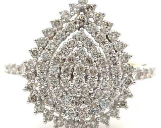 1 Carat Pavé Diamond Pear Cluster Ring in Yellow Gold