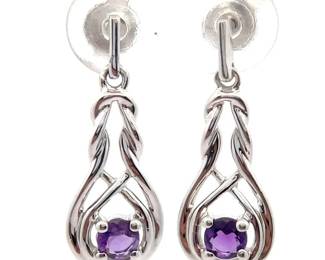 Natural Amethyst Celtic Knot Dangle Earrings