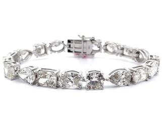 30.50 Carat Diamond Trellis Tennis Bracelet in 14k White Gold