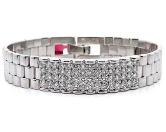 Men's 6 Carat Pavé Diamond Watch Link Bracelet