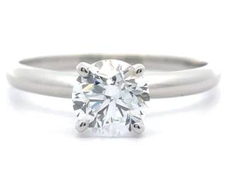 Classic 1 Carat Diamond Solitaire Engagement Ring in 14k White Gold