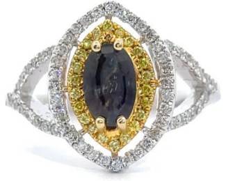 Rare! 1.59 Carat Natural Color-Changing Alexandrite & Natural Diamond Ring in 18K Gold