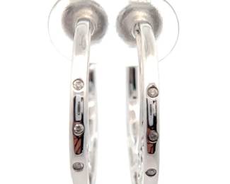 Natural Diamond Filigree Crescent C-Hoop Earrings