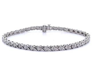2.04 Carat Diamond XOXO Tennis Bracelet in White Gold