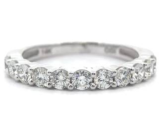 1 Carat Natural Diamond Half Eternity Ring in White Gold