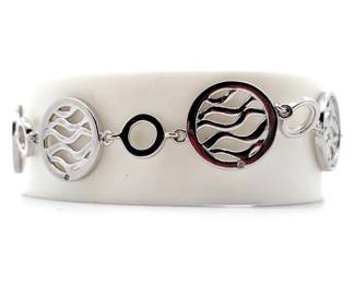 Natural Diamond Modern Ocean Wave Halo Link Bracelet