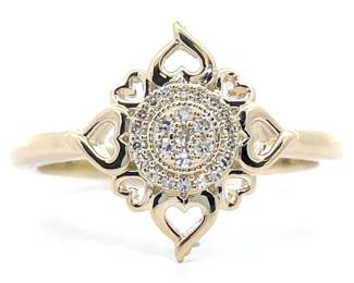 Natural Diamond Heart Flower Petal Ring in Yellow Gold