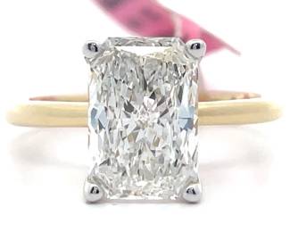 3 Carat Diamond Radiant Cut Solitaire Ring in 14k Yellow Gold