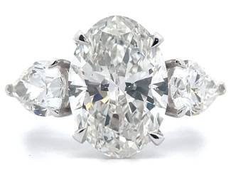 7.50 Carat Diamond Pear Three-Stone Ring in 14k White Gold