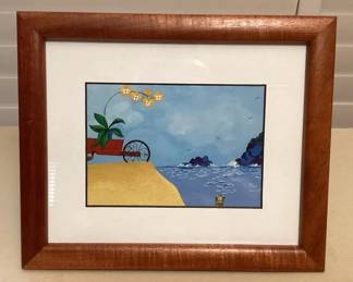 MHH121 Koa Framed Seascape By Rosalie Prussing