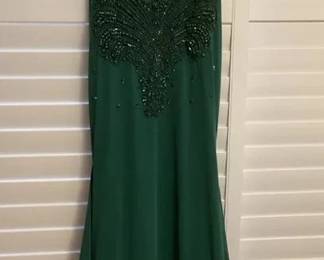MHH194 Beaded Emerald Green Evening Gown XS
