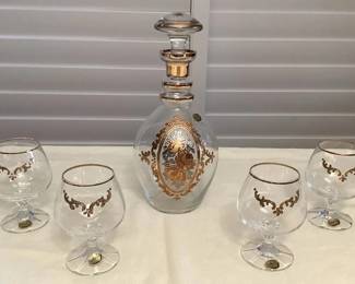 MHH005 Vintage Bohemia Glass Decanter & Glasses Set