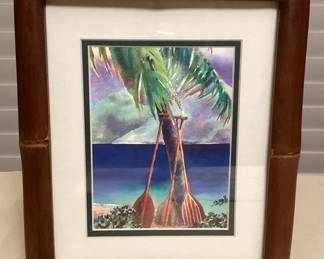 MHH137 Framed Picture Of Canoe Paddles By Peggy Chun