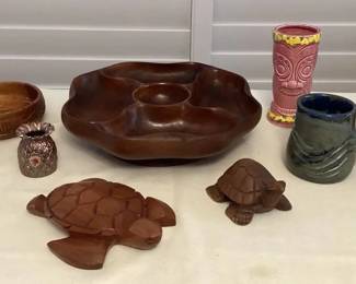 MHH029 Hawaiian Tiki Mugs, Monkey Pod Wood Bowls, Turtles & More!