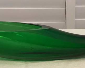 MHH198 Vintage Blenko Green Glass Horn Cornucopia 21”