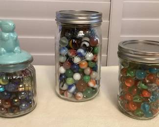 MHH024 Three Jars Of Glass Marbles