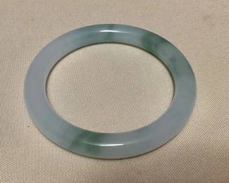 MHH169 Green & White Jade Bangle Bracelet New
